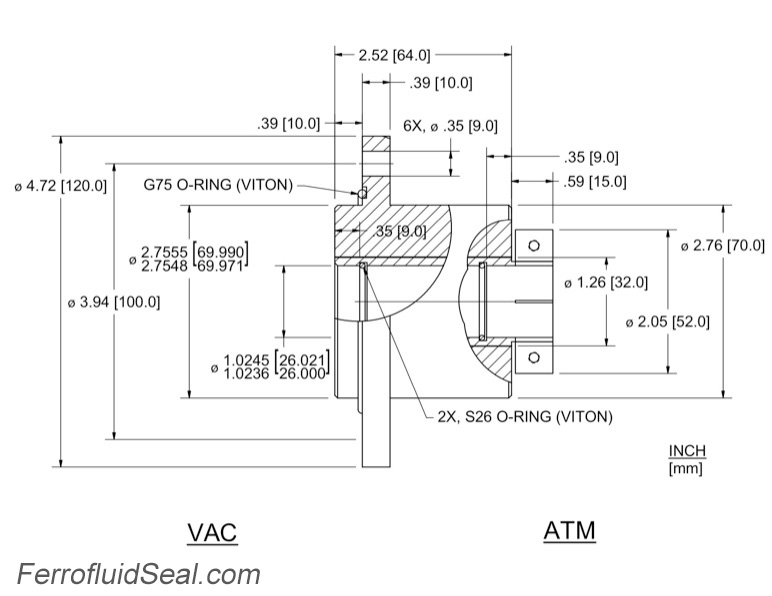 Ferrotec Feedthrough HFL-026-CN Ferrofluidic 133614