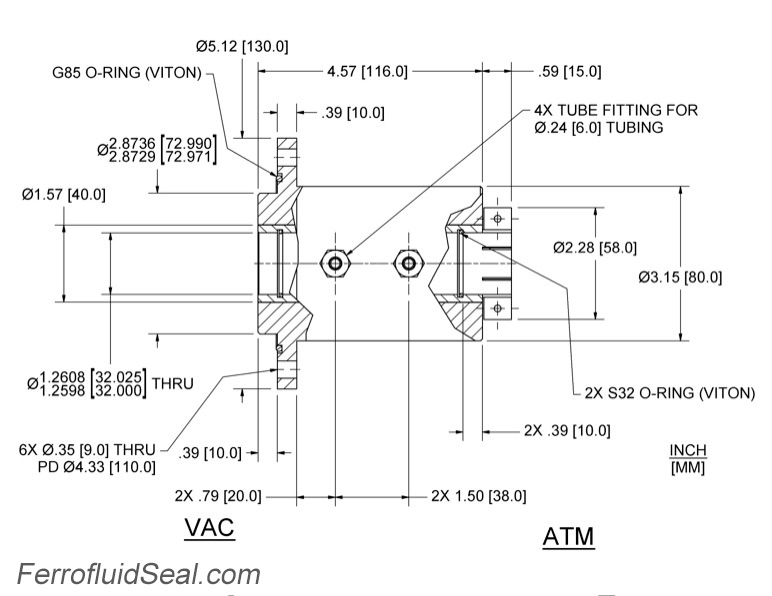 Ferrotec Feedthrough HFL-032-MN Ferrofluidic 133593