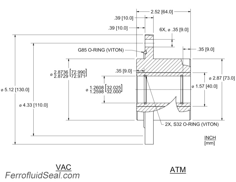 Ferrotec Feedthrough HTL-032-NN Ferrofluidic 133555