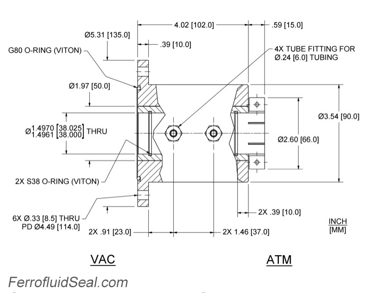 Ferrotec Feedthrough HFL-038-MN Ferrofluidic 133594
